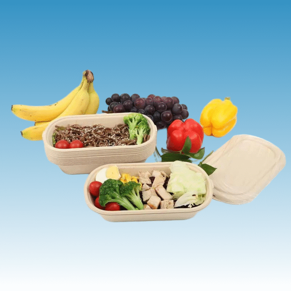 C31-0060-A-T Compostable Molded Bamboo pulp 850ml Lunch Box Bottom With T-buckle - Image 4